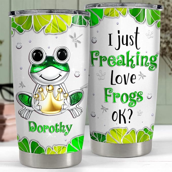 SANDJEST Personalized Frog Tumbler Cute Drinking Cup Jewelry Style 20oz 30oz Tumblers with Lid Gift for Women Girl Daughter Sister Animal Lovers Christmas Birthday - Bloomnest