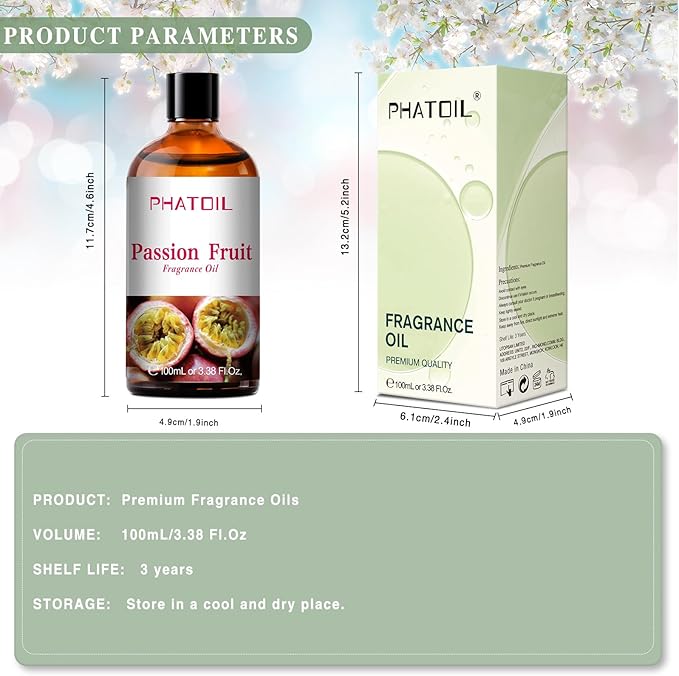 PHATOIL 3.38FL.OZ Passion Fruit Fragrance Oils for Aromatherapy, Essential Oils for Diffusers for Home, Perfect for Diffuser, Yoga, Skin Care, DIY Candle and Soap Making - 100ml - Bloomnest