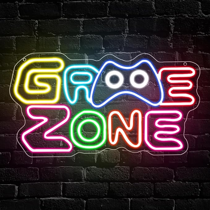 Game Zone Neon Sign, LED Neon Light Sign for Game Gaming Room Wall Decor Gamer Room Led Light Up Sign for Teen Boy Man Cave Birthday Gift Favor Dimmable USB Powered(15.8"*8.6") - Bloomnest