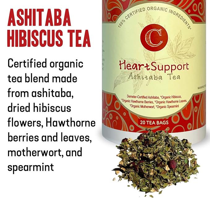 Dr. Cowan’s Garden Organic Ashitaba Hibiscus Tea, 20 Tea Bags - Supports Healthy Heart and Blood Pressure, Calming Caffeine-Free Herbal Blend for Health and Well-Being, Ashitaba Herbs Grown in the USA - Bloomnest