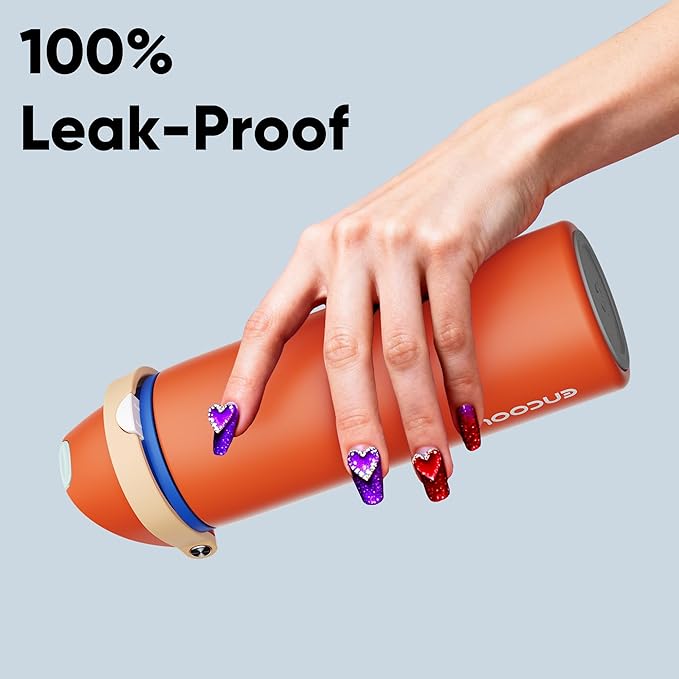 Insulated Water Bottle with Straw - Encool Stainless Steel Water Bottle with Push Button Lid, Leak-Proof & BPA-Free, Keeps Cold for 24 Hours for Sports, Travel, Gym (24 oz, Salmon) ENCOOL
