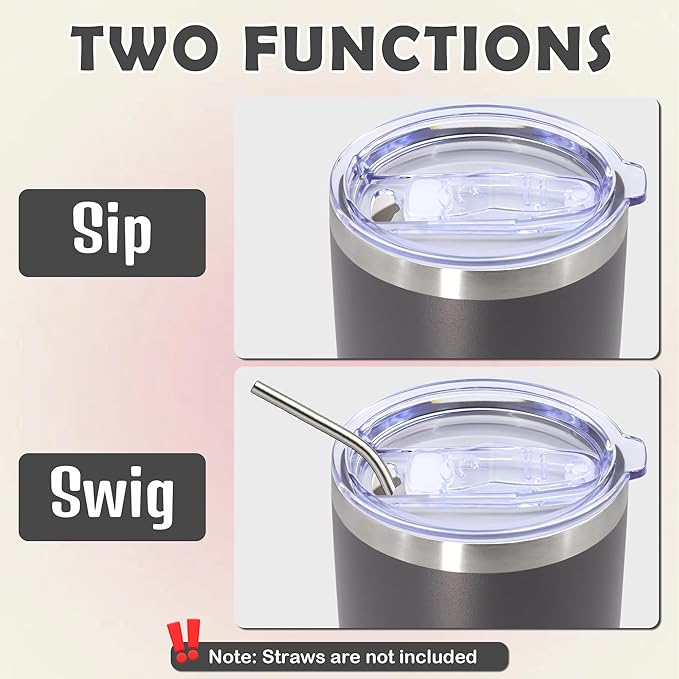 20oz Tumbler Bulk Stainless Steel Tumbler Cup with Lid Vacuum Insulated Double Wall Travel Mug, Durable Powder Coated Travel Coffee Tumbler Mug for Hot & Cold Drinks, Grey,12 Pack