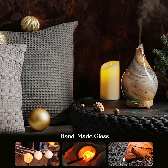 Porseme 150ml Glass Essential Oil Diffuser Aromatherapy Ultrasonic Cool Mist Humidifier 6 Running Hours Waterless Auto-Off Air Diffusers for Sleeping,Yoga,Office Working Spa and Rest (Deep Desert) - Bloomnest