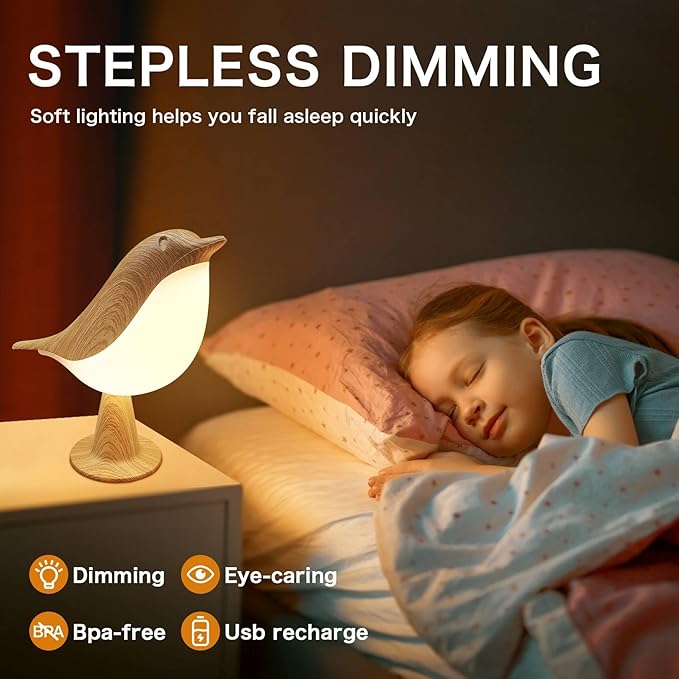 VViN 2 in 1 Small Desk Lamp, Bird Cordless Table Lamp with 3 Color Temperature Dimmer and Touch Sensor - Rechargeable Battery Night Light for Kids, Bedroom, Bedside, and Outdoor Use - Bloomnest