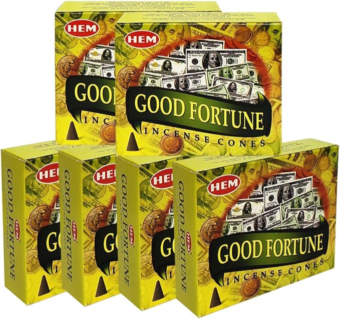 TRUMIRI Incense Cone Holder Bundle with Hem Good Fortune Incense Cones - Pack of 6 (Approx 60 Cones) TRUMIRI