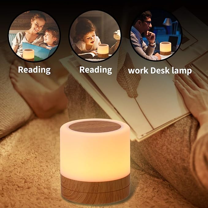 Nursery Night Light for Kids, USB Rechargeable Small Desk Lamp,13 RGB Colors & 4 Brightness & 1 Remote, Touch Bedside Cordless Table Lamp, Portable Night Lamp for Bedroom Living Room (2 Pack Brown) - Bloomnest