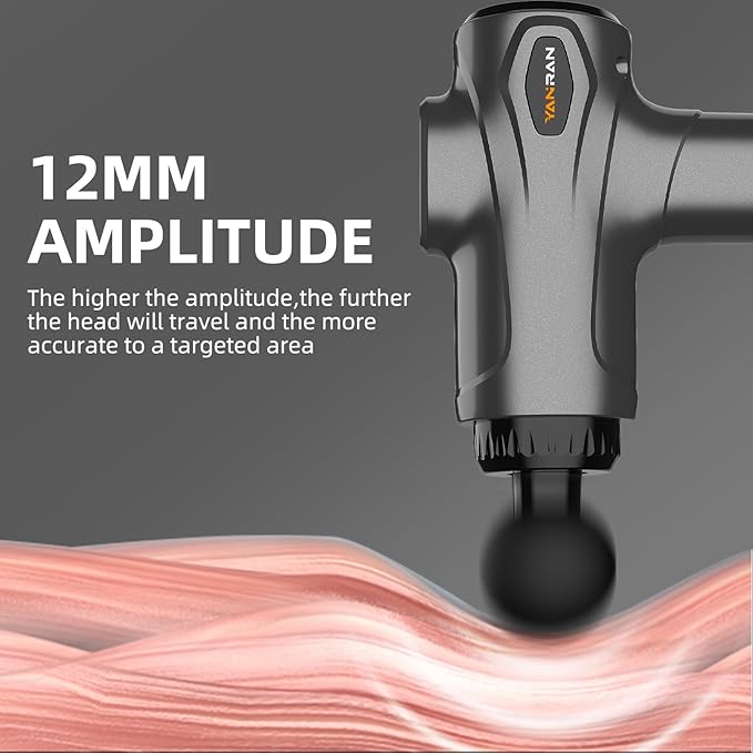 YANRAN Deep Tissue Massage Gun Portable, Percussion Massage Gun with 7 Levels & 6 Massage Heads, Electric Massager for Muscles Pain Relief, Gifts for Men Women Athletes for Sports and Relaxation - Bloomnest