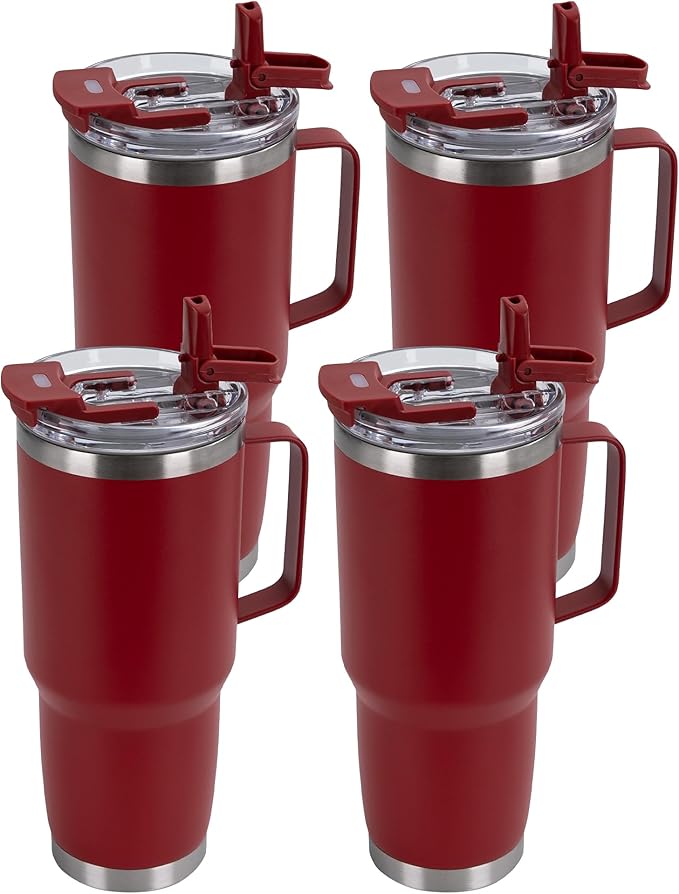 HASLE OUTFITTERS 30oz Tumbler Bulk with Handle, Insulated Travel Coffee Mug Set with Handle Leak-Proof Double Wall Stainless Steel Vacuum Tumblers Pack Metal Cup for Hot and Cold Drink - Bloomnest