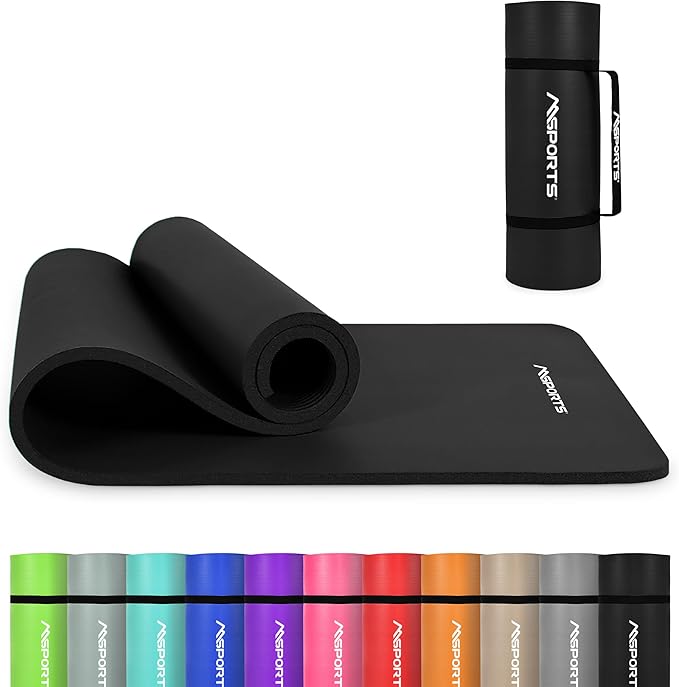 Yoga Mat Premium Non Slip Thick – Extra Comfortable Exercise Mat for Home Workouts, Pilates, Stretching & Gym – Cushioned NBR Foam, Gym Mat with Strap, for Women & Men - Bloomnest