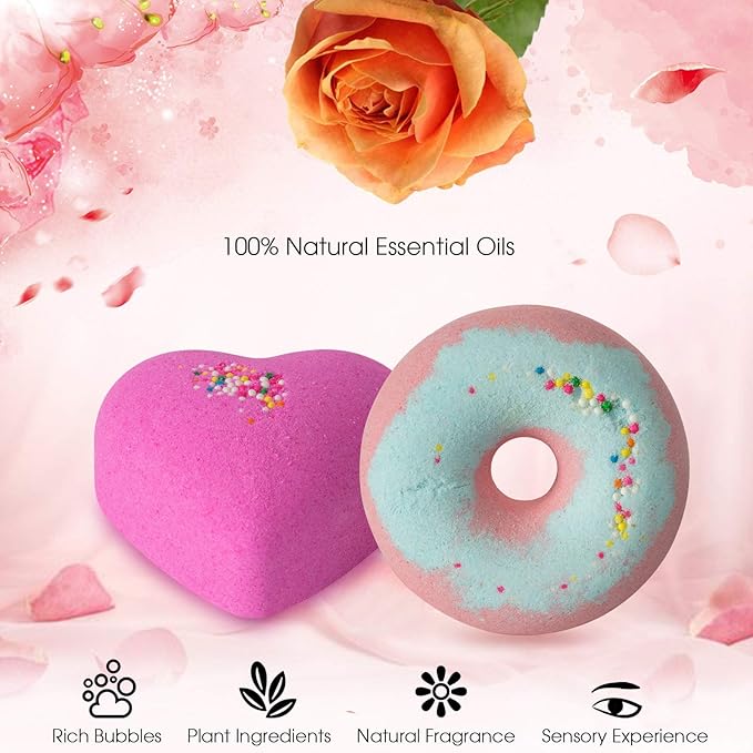 Bath Bombs,10 Natural Bath Bomb Gift Set, Organic Bubble Bath Bombs, Shea Butter Dry Skin Moisturize, Fizzy Spa Bath for Her Mom Women Kids Girls Girlfriend, Mothers Day Birthday - Bloomnest