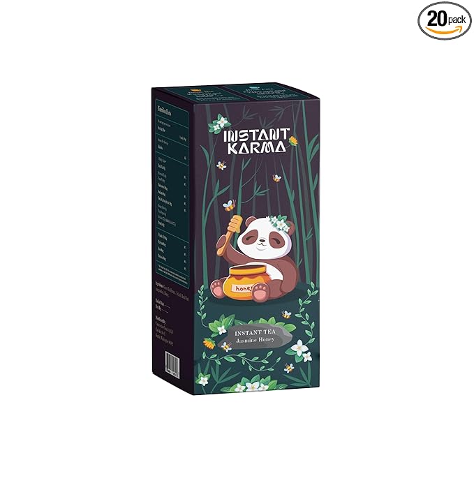 Instant Karma Tea – Jasmine Honey Instant Tea | All-Natural, Lightly Caffeinated, No Added Sugar | Soothing & Aromatic Herbal Tea – 20 Sachets (Jasmine Honey) - Bloomnest