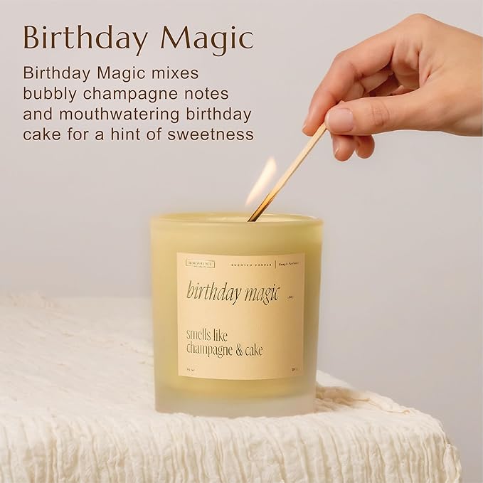 Benevolence LA Birthday Magic Scented Candles | 10 oz, 40-50 Hour Burn | Gifts for Women | Celebration Candle for Best Friend, Mom | Unique Womens Birthday Gift - Smells Like Champagne & Cake - Bloomnest