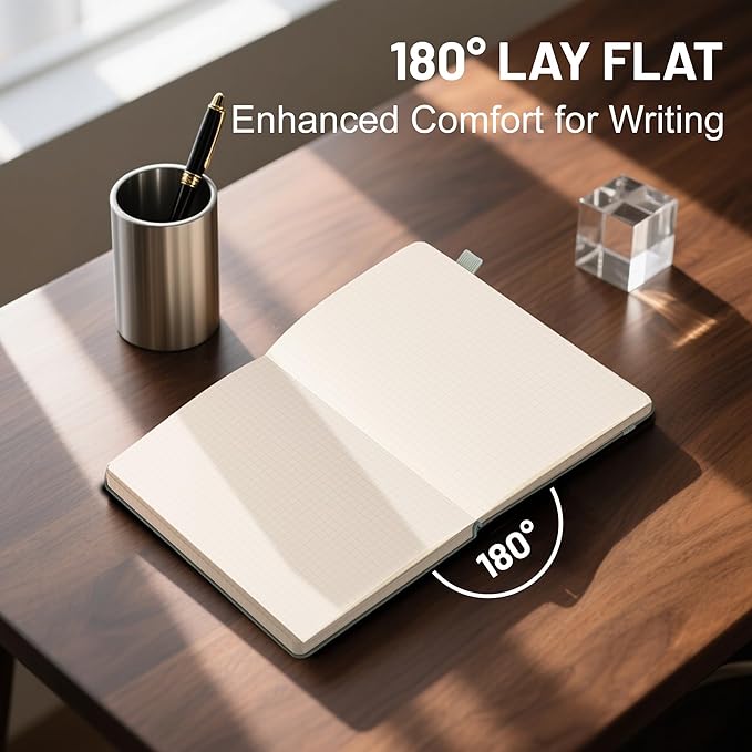 CAGIE Graph Notebook 320 Pages 100 GSM Paper Graphing Grid Journal B5 Hardcover Leather Quad Ruled Notebooks for Engineering, Math, Work, Green - Bloomnest