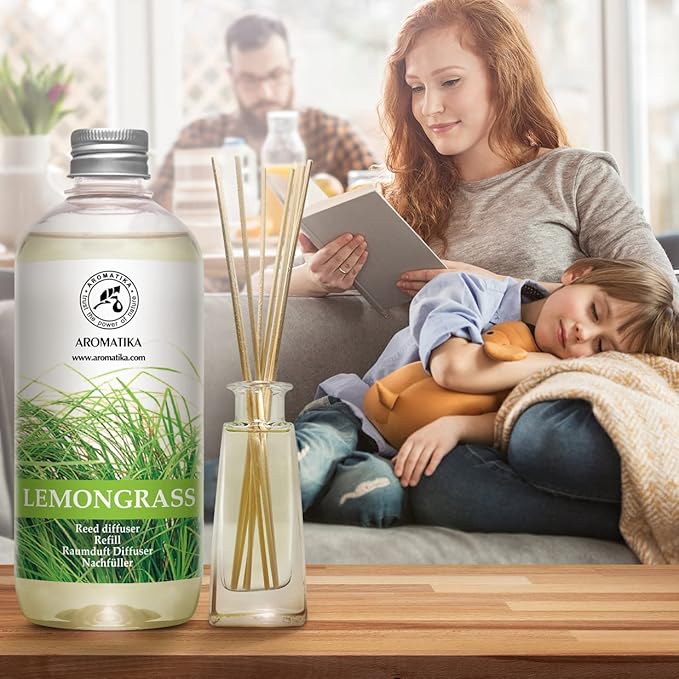 Lemongrass Diffuser Refill 34 Fl Oz (2x17 Fl Oz) - Fresh & Long Lasting Fragrance - Refill with Natural Essential Lemongrass Oil - for Aromatherapy - Spa - Home - Bloomnest
