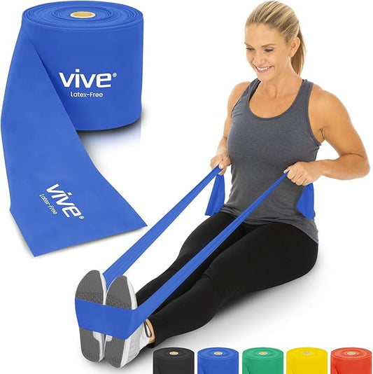 Vive Professional Resistance Bands - 25 Yard Non-Latex Roll for Physical Therapy, Lower and Upper Body Exercise Workout - Straight Elastic for Strength Training, Rehabilitation, Women, Men - Bloomnest