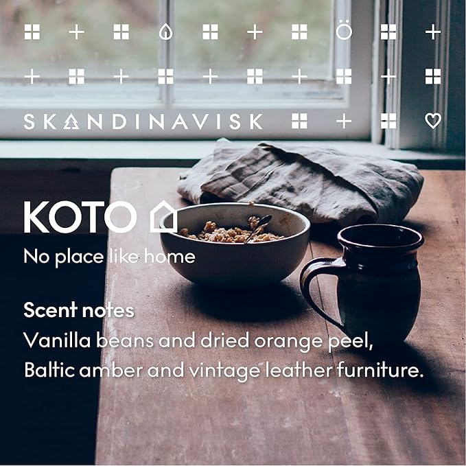 Skandinavisk KOTO 'Home' Mini Scented Candle. Fragrance Notes: Vanilla Beans and Dried Orange Peel, Amber and Leather. 2.3 oz. - Bloomnest