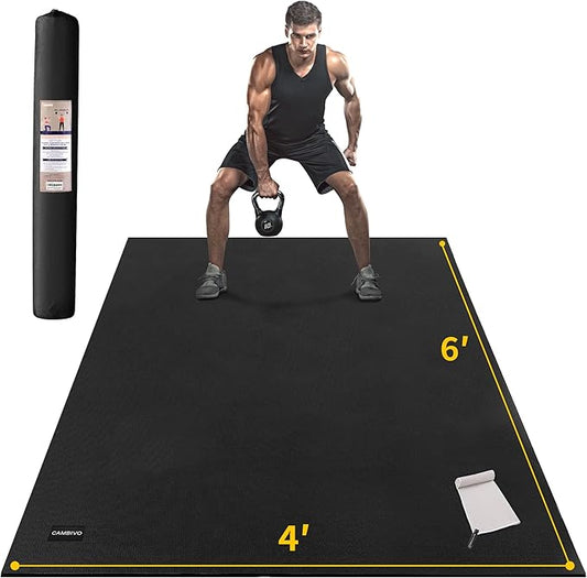 CAMBIVO Large Exercise Mat for Home Workout, 8'x6'/7'x5'/6'x4' (7 mm) Extra Thick Exercise Mat for Home Gym, Shoe-Friendly, Non-Slip Gym Mat for Jump Rope, Weights, Cardio, Fitness - Bloomnest