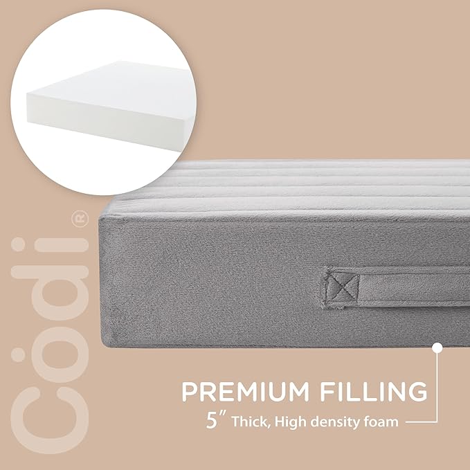 Codi Thick Replacement Couch Cushions, Upholstery Foam with Washable Covers for Sofa Cushion Chair Meditation - 24 × 24 × 5 Inch | High Density Foam, Grey