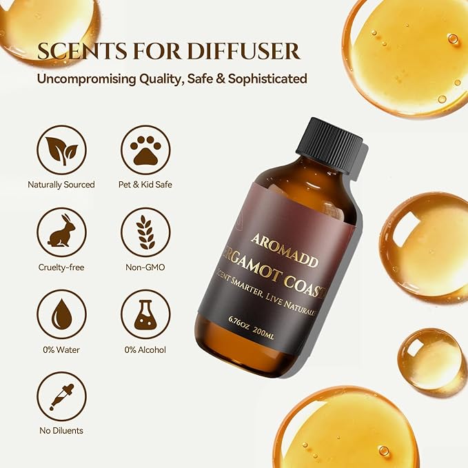 Hotel Collection Diffuser Oil Bergamot Coastal – Inspired by Luxury Hotel Scent for Waterless & Cold Air Diffusers – 6.76 Fl Oz (200ml) Long-Lasting Home Fragrance for Living Room & Bedroom - Bloomnest