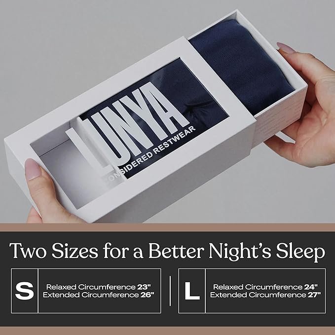 Lunya Sleep Mask with Box - Washable Silk Sleeping Mask and Headband for Beauty Routines - Thermoregulating Comfort for Restful Nights - Silk Eye Mask for Women - Small - Deep Blue