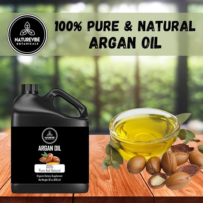 Naturevibe Botanicals Argan Oil 32 Fl oz – Cold Pressed, Unrefined, Pure Moroccan Argan Oil for Hair, Skin, Face & Massage – Natural Carrier Oil for DIY Beauty & Aromatherapy - Bloomnest