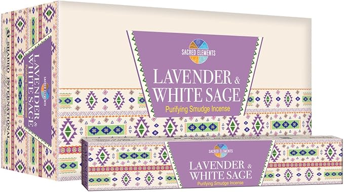 Sacred Element's Lavender & White Sage Masala Incense Sticks – Calming Aromatherapy Blend for Meditation, Relaxation & Cleansing – Perfect Fall or Housewarming Gift – 15g Pack (Total 100+ Sticks) HEM