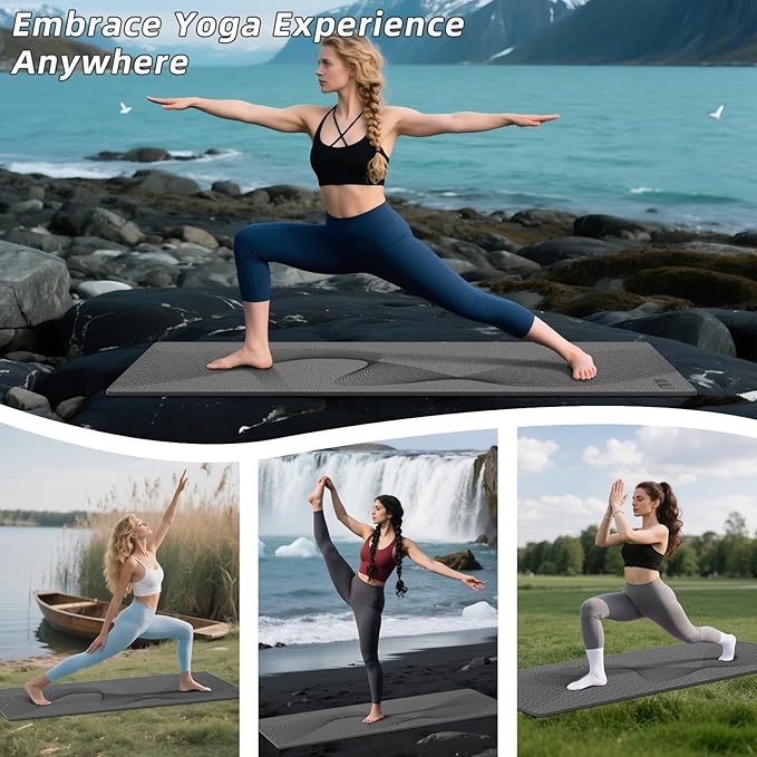 ILILI Yoga Mat, 72x25×0.3 Inch, Non-Slip, TPE Exercise Mat, Tear-Resistant, Fitness Yoga Mat with Carrying Strap, Ideal for Yoga, Pilates, Home Workouts, Stretching & All Fitness Routines