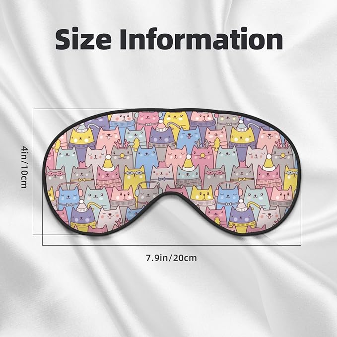 Sleep Eye Mask Christmas Cute Cats Sleep Mask for Women Men Comfortable Eye Mask with Adjustable Strap Soft Eye Cover Blindfold for Travel Yoga Nap Shift Work - Bloomnest