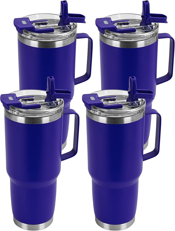 HASLE OUTFITTERS 30oz Tumbler Bulk with Handle, Insulated Travel Coffee Mug Set with Handle Leak-Proof Double Wall Stainless Steel Vacuum Tumblers Pack Metal Cup for Hot and Cold Drink - Bloomnest