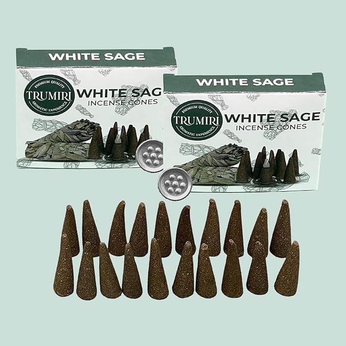White Sage Incense Cones - Dual Pack of 10 Cones - Scented TRUMIRI