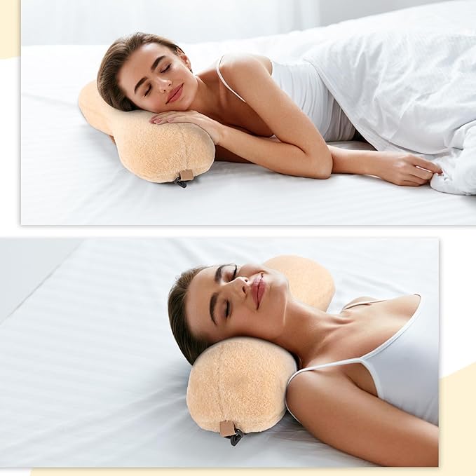 1 Pc Neck Pillow for Recliner Headrest Pillow Bone Shaped Chair Plush with Adjustable Strap Neck Support and Pain Relief Curve Head Cushion for Car Travel Airplane (Coffee) - Bloomnest