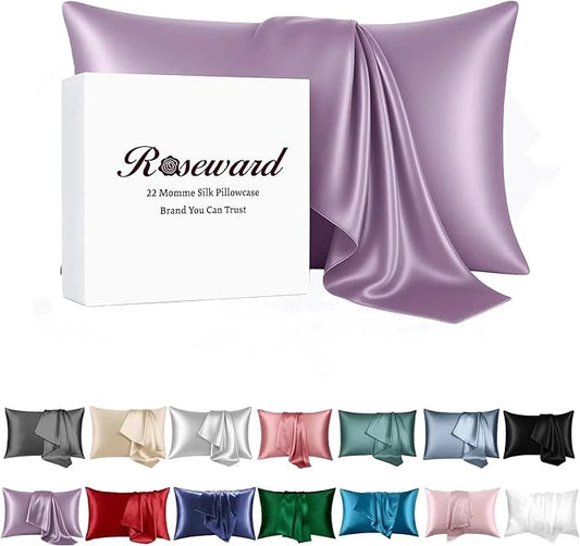 Mulberry Silk Pillowcase King Size Lavender Luxury Made in USA, Premium Silk Pillow Cases Purple for Hair and Face, Real 22 Momme, Anti Aging, 1 Pc 20"x36" (King, Purple) - Bloomnest
