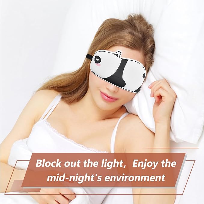 Cute Panda Sleeping Mask Eye Mask Funny Animal 3D Contoured Sleep Mask Soft Breathable Blindfold Travel Eye Cover Eyeshade for Kids Adults Girls Boys Women Men (Panda, White&Black) - Bloomnest