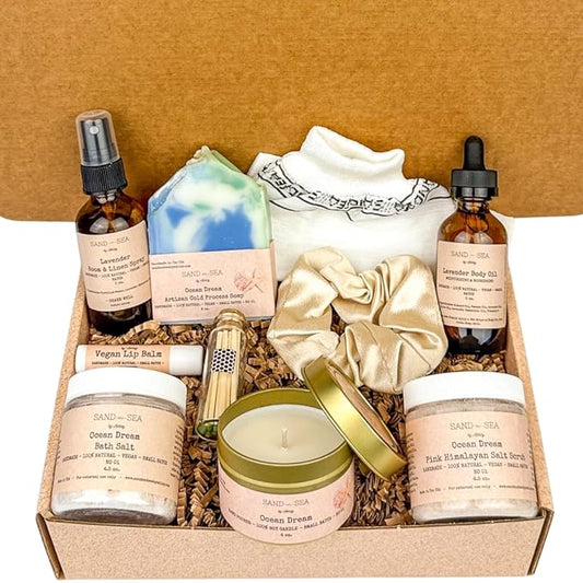 Spa Gift Box for Women - Handmade Self Care Package for Woman - Relaxing, Pampering & Stress Relief Gift Baskets for Women, Mom, Friend, Wife, Sister, Aunt, Her - Luxury Mom Gift Ideas