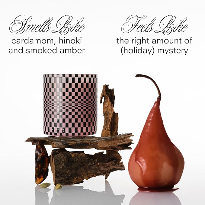 Boy Smells Festive Checker HINOKI FANTÔME – Holiday Scent with Cardamom, Hinoki & Smoked Amber – Woodsy Cozy Soy Wax – 8.5oz - Bloomnest