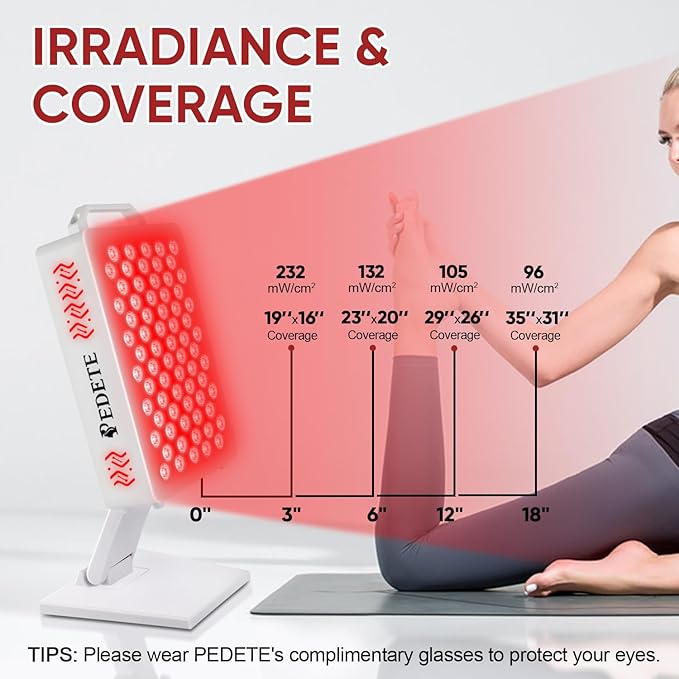 Red Light Therapy for Face & Body, 630nm 660nm 810nm 850nm and 940nm 5 Wavelengths Near Infrared Light Therapy Panel, 70 Dual Chip LEDs Red Light Therapy Device for Skin Care, Sleep, Pain Relief. T70Z PedeteLLC