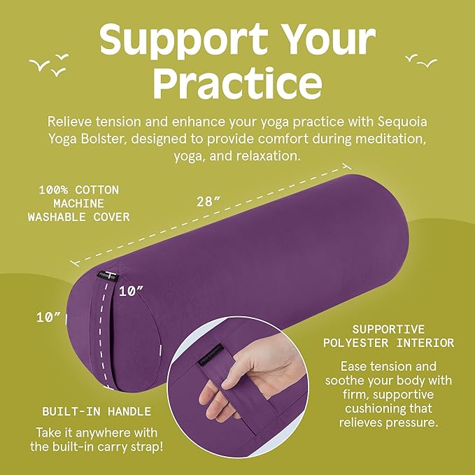 Retrospec Retrospec Sequoia Yoga Bolster Pillow - Meditation Cushion for Yoga Practices - Includes Machine Washable 100% Cotton Cover & Durable Carry Handle - Bloomnest