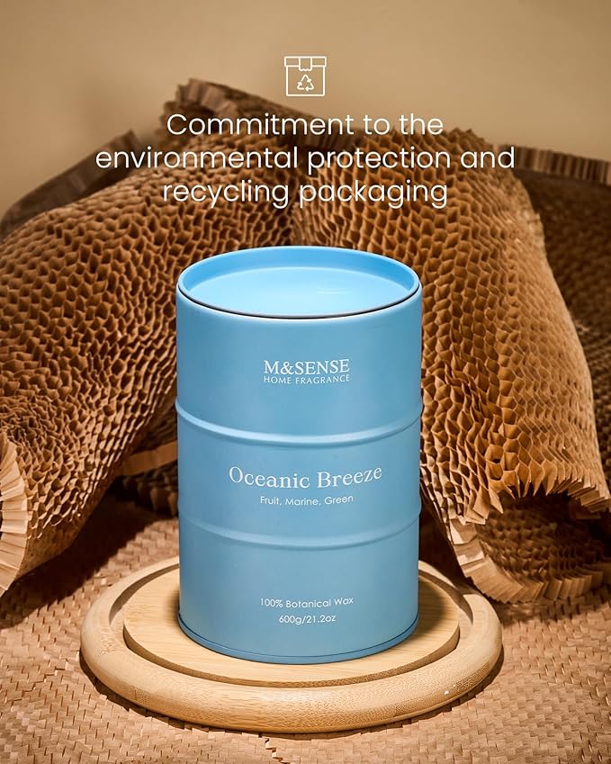 M&SENSE Oceanic Breeze Scented Candles Large Summer Candle, Beach Soy Candles 21.2oz 120 Hour Slow Burning,Aromatherapy Candle for Stress Relief Meditation Relaxing - Bloomnest