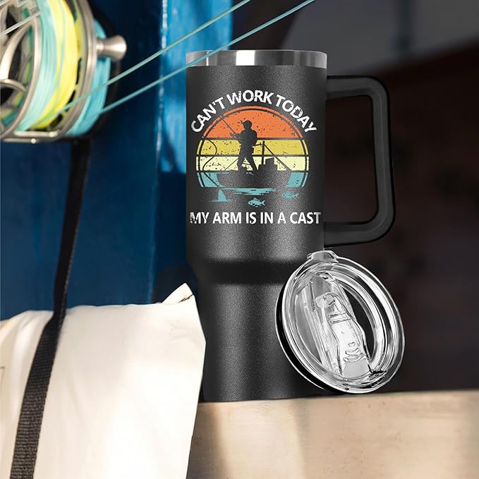 40 oz Fishing Tumbler for Men - Stainless Steel Insulated Mug with Handle, Lid & Straw, Fishing Gear Accessories, Perfect Gifts for Anglers, Dad, Grandpa, Fishermen on Birthday/Father’s Day/Christmas - Bloomnest