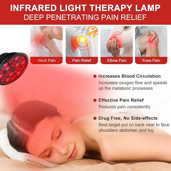 Red Light Therapy Bulb, 18 LEDs Red Light Therapy Lamp for Body and Face with 660nm Red and 850nm Infrared Light Therapy Device for Skin Care Pain Relief Suitable E26 Socket-Only Bulb - Bloomnest