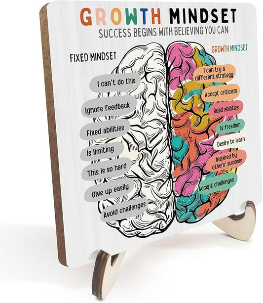 Motivational Mental Health Office Decor Rustic Desk Decor Therapy Office School Counselor CBT DBT School Psychology Therapist Counseling Wood Sign for Home Living Room Desk Plaque with Wood Stand - Bloomnest