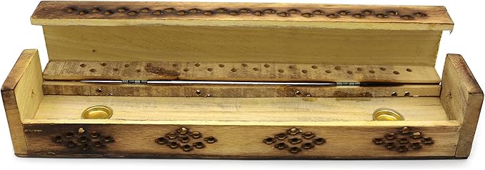 SOUL STICKS Handmade Carved Incense Burner Wooden Coffin Box with Storage Includes Go Away Evil Incense Sticks (Grim Reaper) - Bloomnest