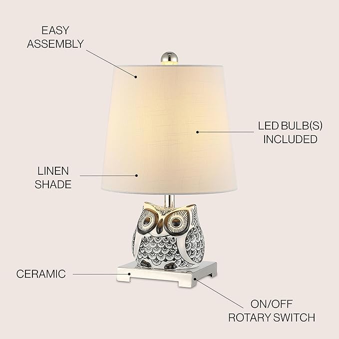 JONATHAN Y JYL3014C Justina 16" Ceramic Mini LED Table Lamp, Cottage,Transitional for Bedroom, Living Room, Office, Kids Room, Entryway, College Dorm, Bookcase, LED Bulb Included, Black/White - Bloomnest