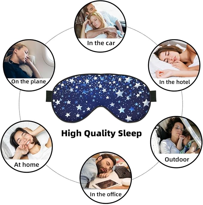 Sleep Eye Mask Blue Beautiful Shining Star Sleep Mask for Women Men Comfortable Eye Mask with Adjustable Strap Soft Eye Cover Blindfold for Travel Yoga Nap Shift Work - Bloomnest