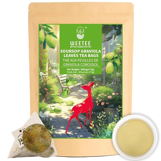 WT WEETEE Soursop Leaves Tea Bags 50 Count, Made with 100% Pure Soursop Graviola/Guanabana Leaves, Natural Caffeine-free Herbal Tea, Corn Fiber Tea Bags - Bloomnest
