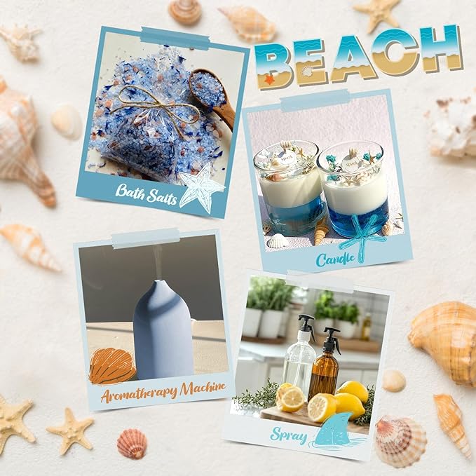 Beach Fragrance Oils Set, Essential Oil Gift Set for Diffuser, Summer Scent Diffuser Oil, Diffuser Scents Oil for Home-Ocean Spray, Pink Sands, Salty Sea, Pina Colada, Island Life, Sunshine - Bloomnest