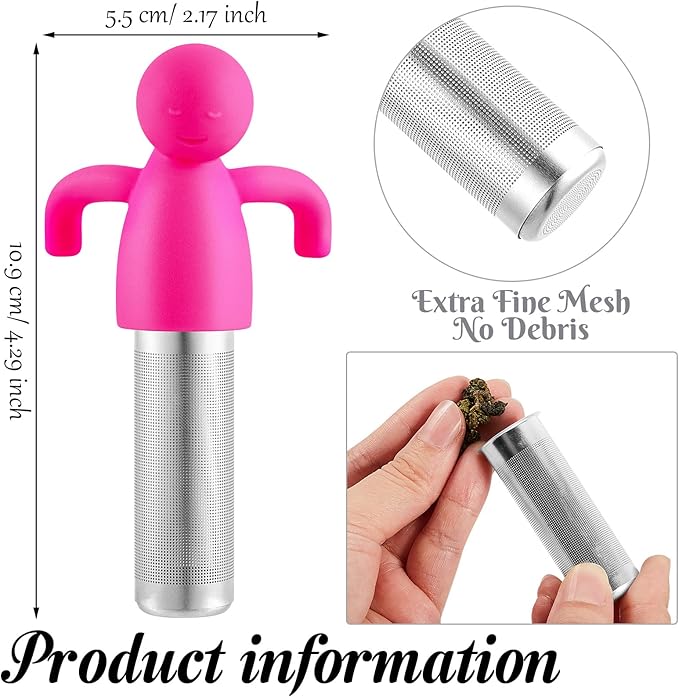2 Pieces Tea Infuser for Loose Tea Cute Fine Mesh Tea Strainer Stainless Steel Tea Filter Ball Tea Diffuser Steeper for Teacups Teapots (Rose Red, Gray)