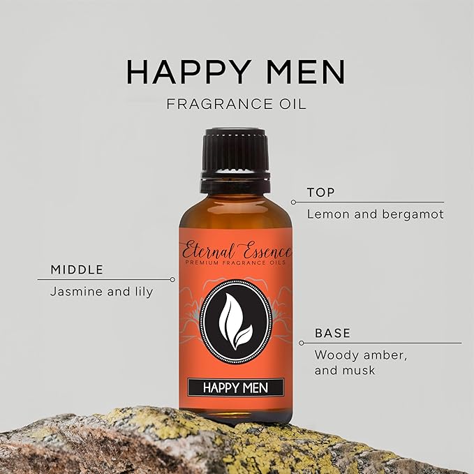 Eternal Essence Oils Happy Men 30ml Premium Fragrance Oil - for Candle, Soap Making, Aromatherapy, Diffusers, Home Care, & Humidifiers EternalEssenceOils