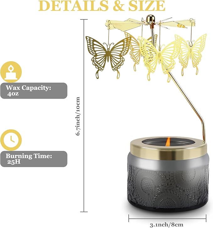 Butterfly Gifts for Women, Rotatable Candle Gifts, Vanilla Cream Scented Candles Anniversary Christmas Thanksgiving, Unique Butterfly Best Girl, Friends,Mom, Gray - Bloomnest