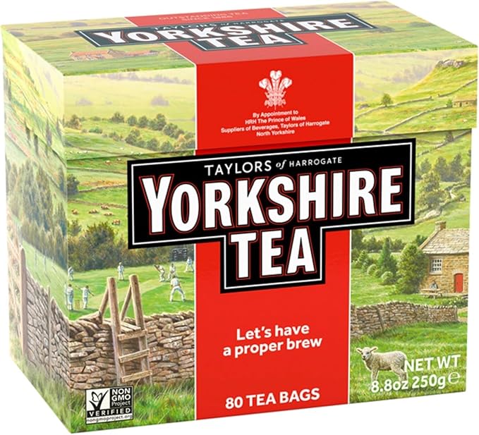 Yorkshire Tea, Red, Black Tea, Pillow Tea Bags, 80 Count (Pack of 1), Refreshing, Satisfying, and Strong, Classic British Breakfast Blend, Caffeinated, Enjoy Hot or Iced, 80 Teabags - Bloomnest